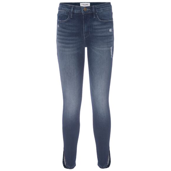 FRAME -NWT- Le High Skinny Jeans Curve Slit Bustle Blue | 28 - Picture 2 of 8
